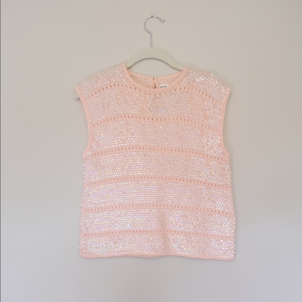 Vintage 60s Pink Sequin Sweater Tank